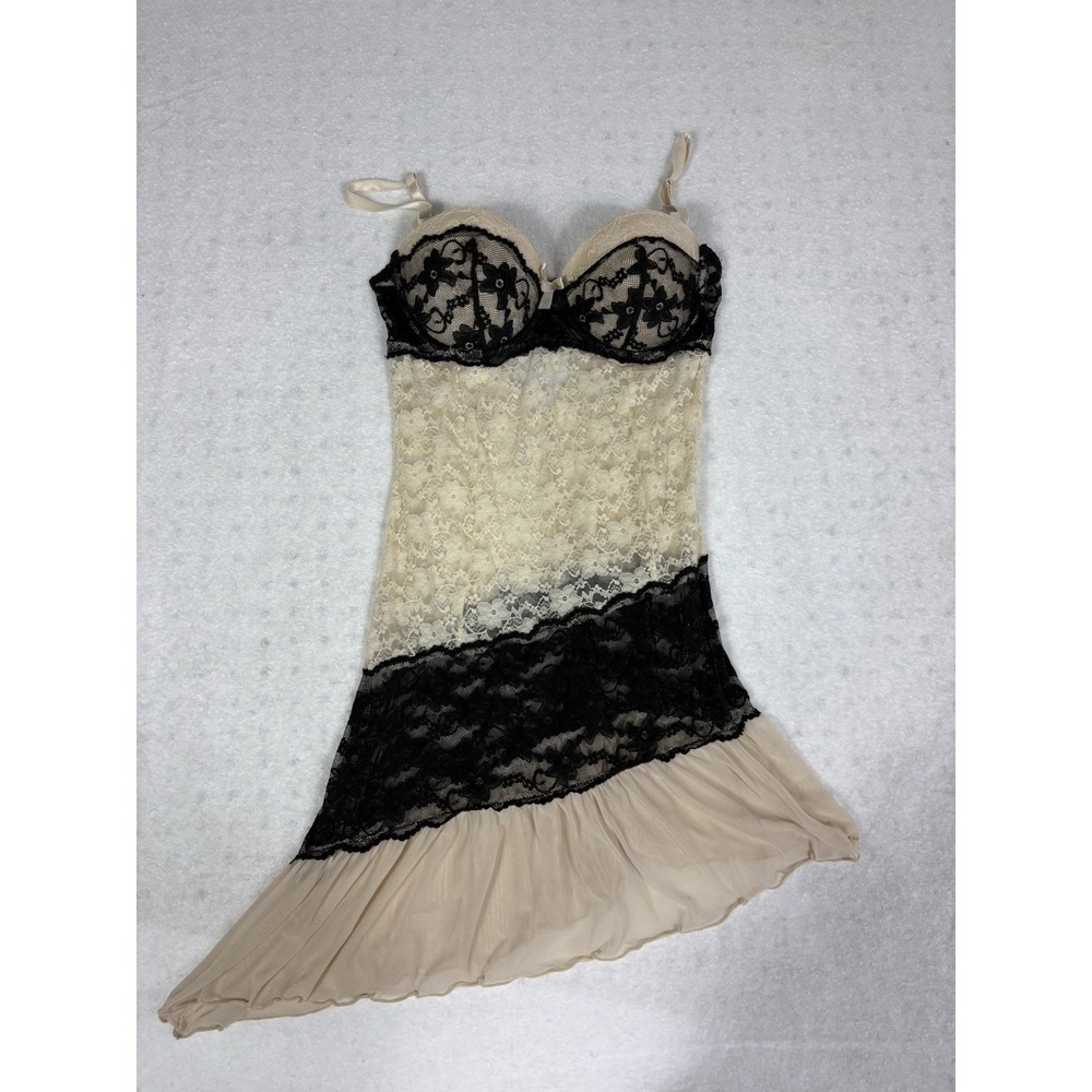 Gorgeous Black Lace Floral Sexy Lingerie Dress Fitting Asymmetrical Women's 36B